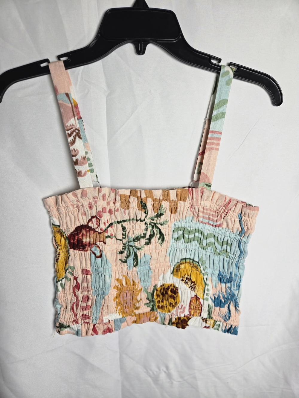 Smocked Floral Crop Top - Pink Multi